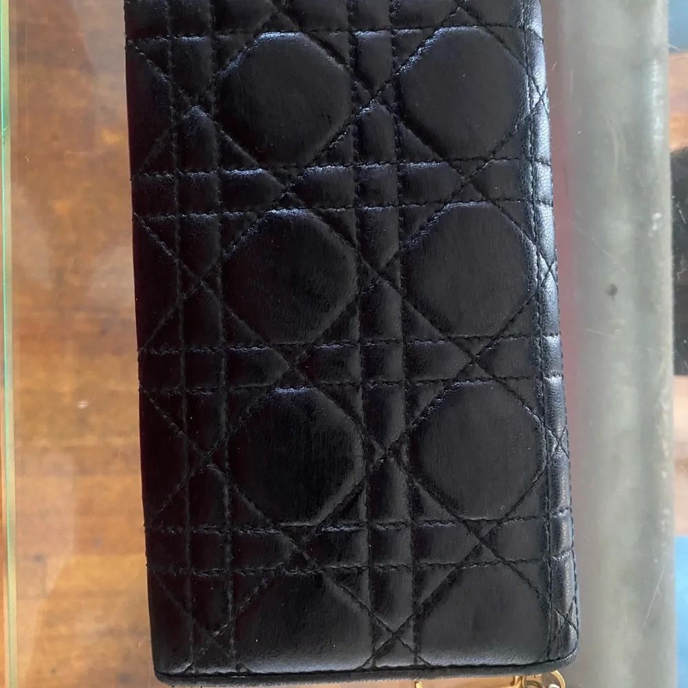 Dior Black Leather Pouch with Gold Zipper